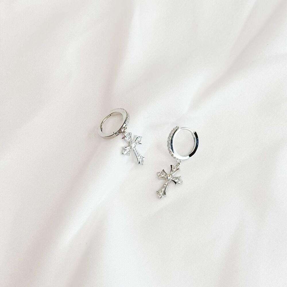 Super Shiny Cross for Women 2025 New Style High-end Minimalist Hoop Earrings with Inlaid Dias