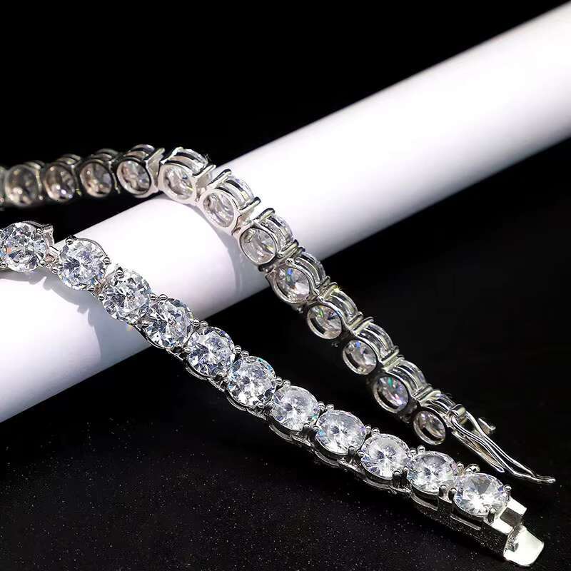 Men Gorgeous Women Silver Tennis Chain Ice Moissanite Diamonds Hip Hop Choker Chain Necklace Bling Jewelry for Men