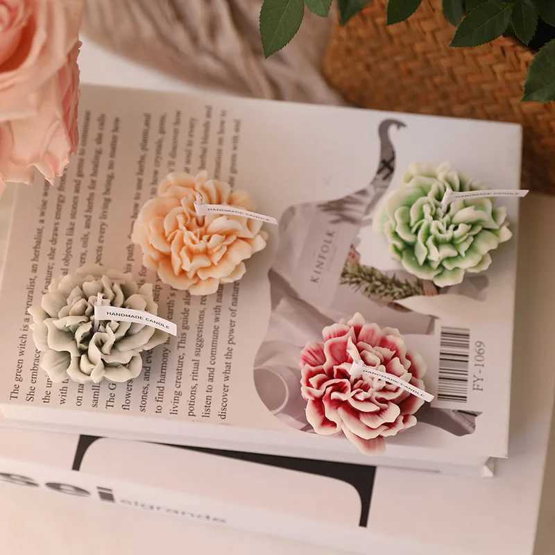 Carnation Flower-shaped Handmade Scented Candle Home Aromatherapy Ornaments Mothers Day Girls Hand Gift Party Decor W250704