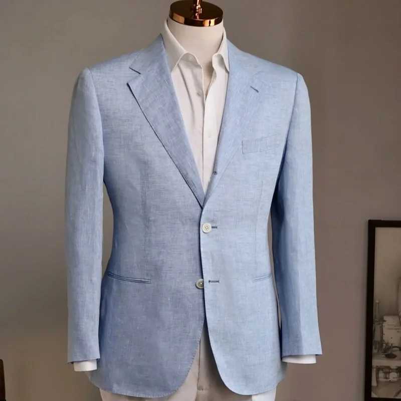Summer Linen Casual Breathable Small Suit Mens Lightweight Breathable Half-Lining Slim Suit Jacket Retro Italian Trend X250704