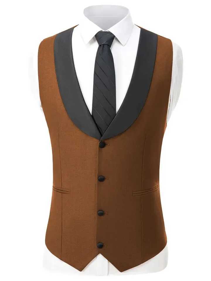Elegant Slit Mens Suits 3 Piece Black Shawl Lapel Casual Tuxedos for Wedding Groomsmen Suits Men (Blazer+Vest+Pant) X250704
