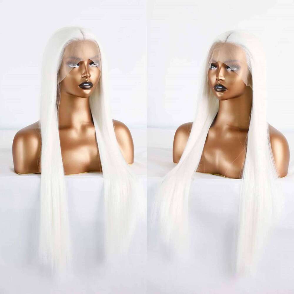 Straight Synthetic Lace Front Glueless Ready to Wear Long Wig Cosplay Snow White Colored Wigs for Women