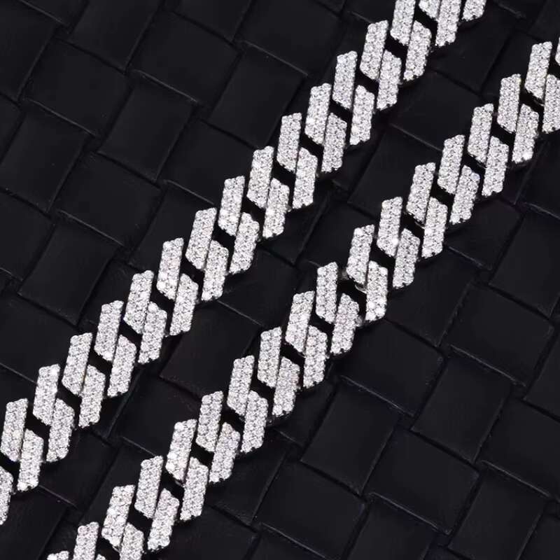 Wholesale 13mm-22mm Wide VVS Moissanite Ice Chain for Men 925 Sterling Silver 18K Gold-Plated Diamond Rapper Cuban Necklace