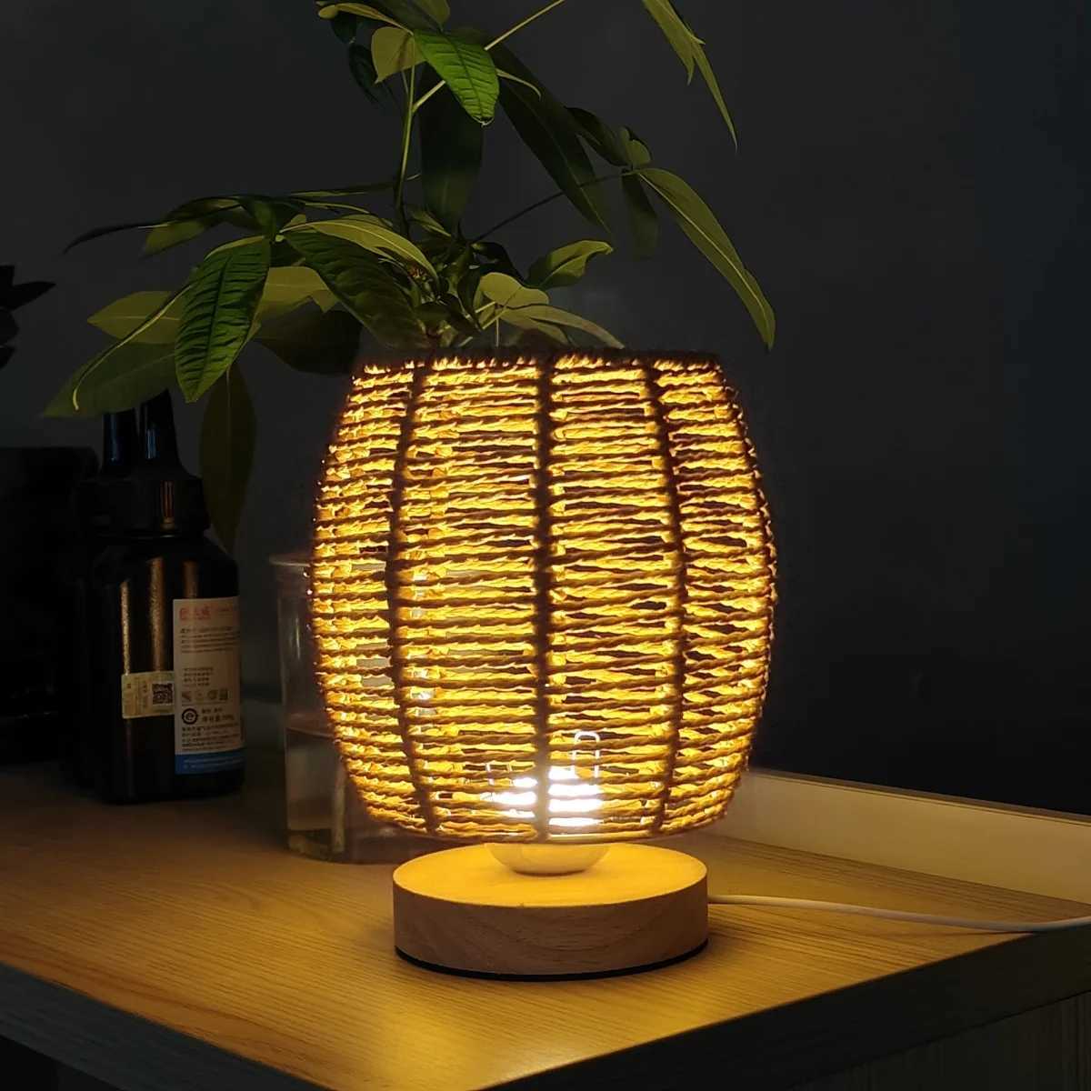 Countryside style hemp rope table lamp for home warm lighting suitable for bedrooms study rooms living roomsXJ250703
