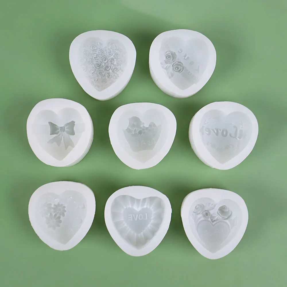 For Fun Heart Shaped Silicone Mold DIY Aromatherapy Candle Mold Handmade Soap Plaster Cake Chocolate Baking Tool Gift Decoration W250704