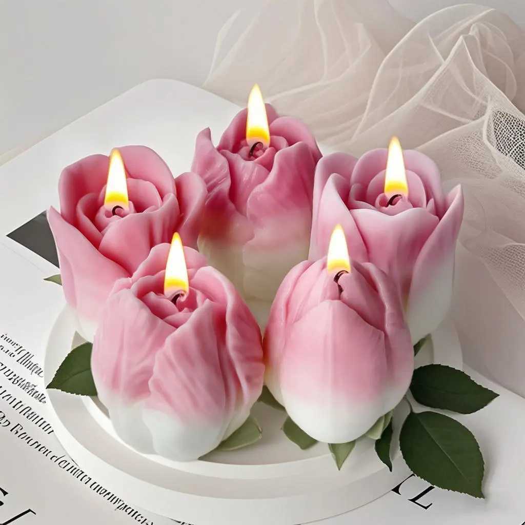 DIY Flowers Tulip Silicone Mold Handmade Scented Candle Plaster Resin Molds Homemade Cookies Chocolate Candy Baking Tool W250704