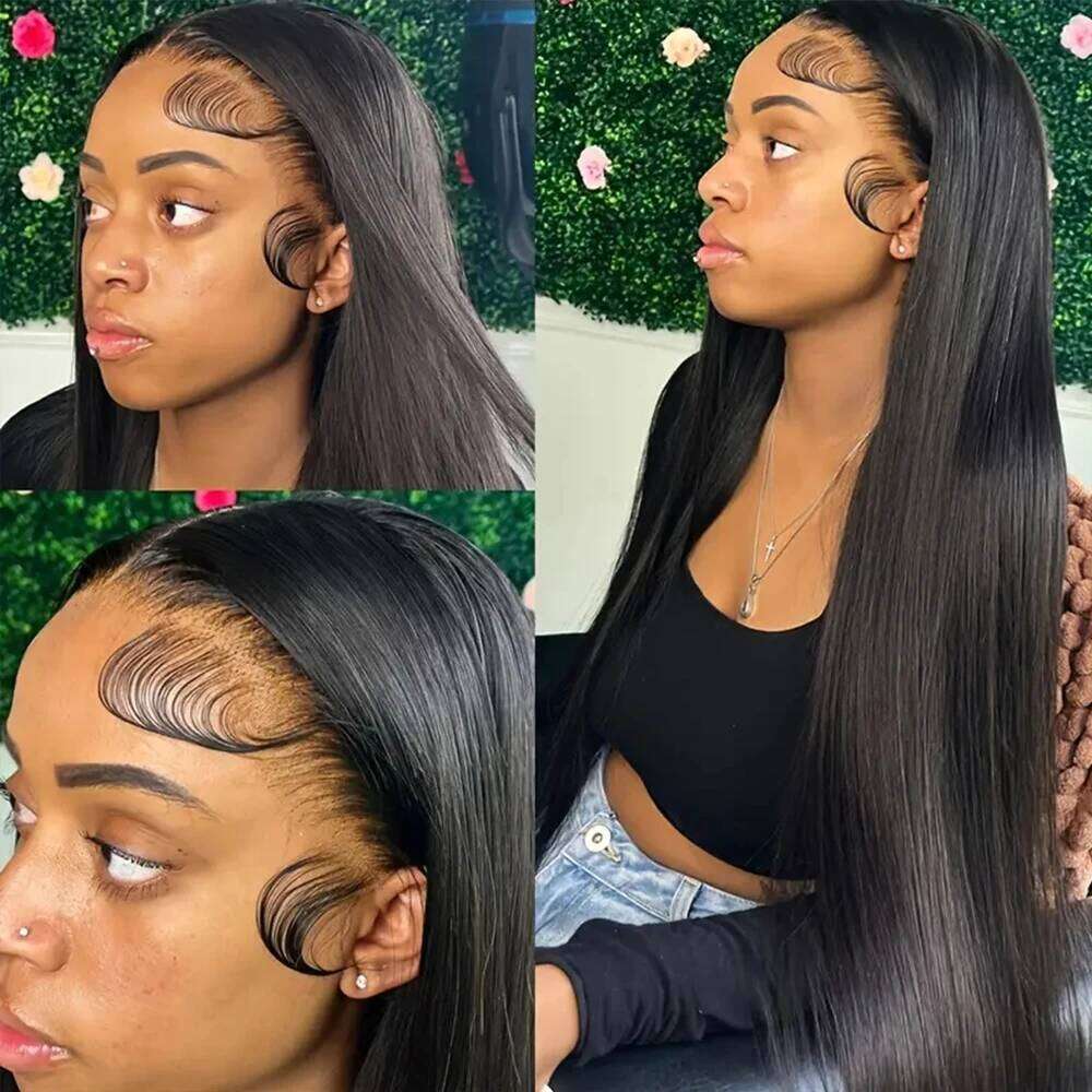13x4 HD Natural Straight 200% Density Pre Plucked 13x6 Frontal Black Lace Front Wig Human Hair for Women