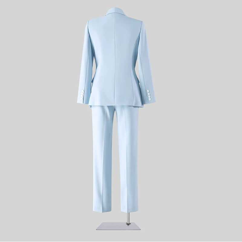 ZJYT Spring Autumn Womens Blazer And Pants Set Elegant Business Chic Formal One-Button Jacket Trousers Suit Two Piece Outfit X250704