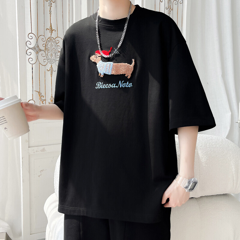 Textured Print Short Sleeve T-shirt For Men, Summer Thin Anti-wrinkle Shaped Cotton Half Designer Short Sleeves Sleeve Oversize Loose Top