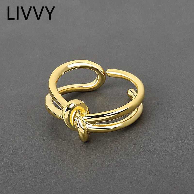 LIVVY Silver Color Hollow Open Adjustable Ring For Fashion Women Wedding ic Jewelry Accessories 2021 Trend Y250704