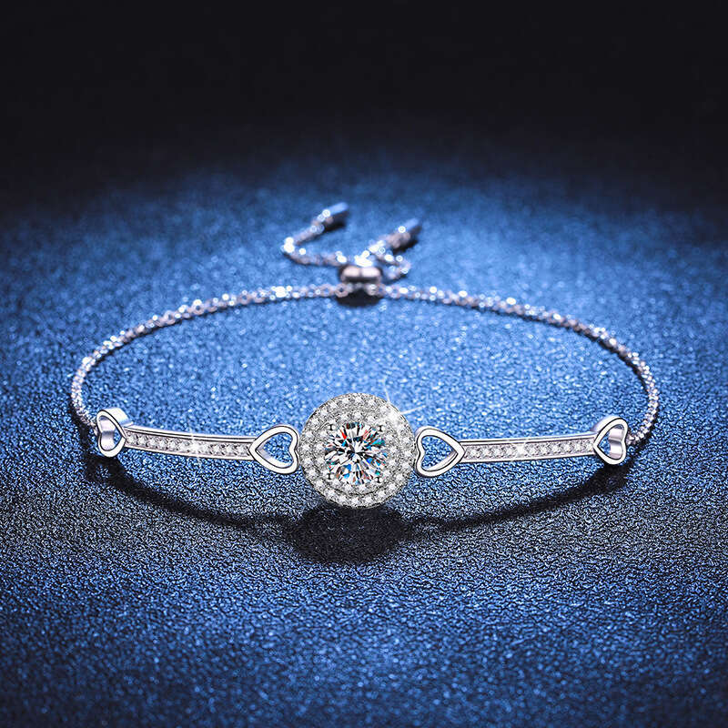 S925terling S925ier for Women with MoiS925S925anite, LuxuriouS925 Round DeS925ign, High-End Feel, 1 caratS925 MoiS925S925anite Bracelet d77