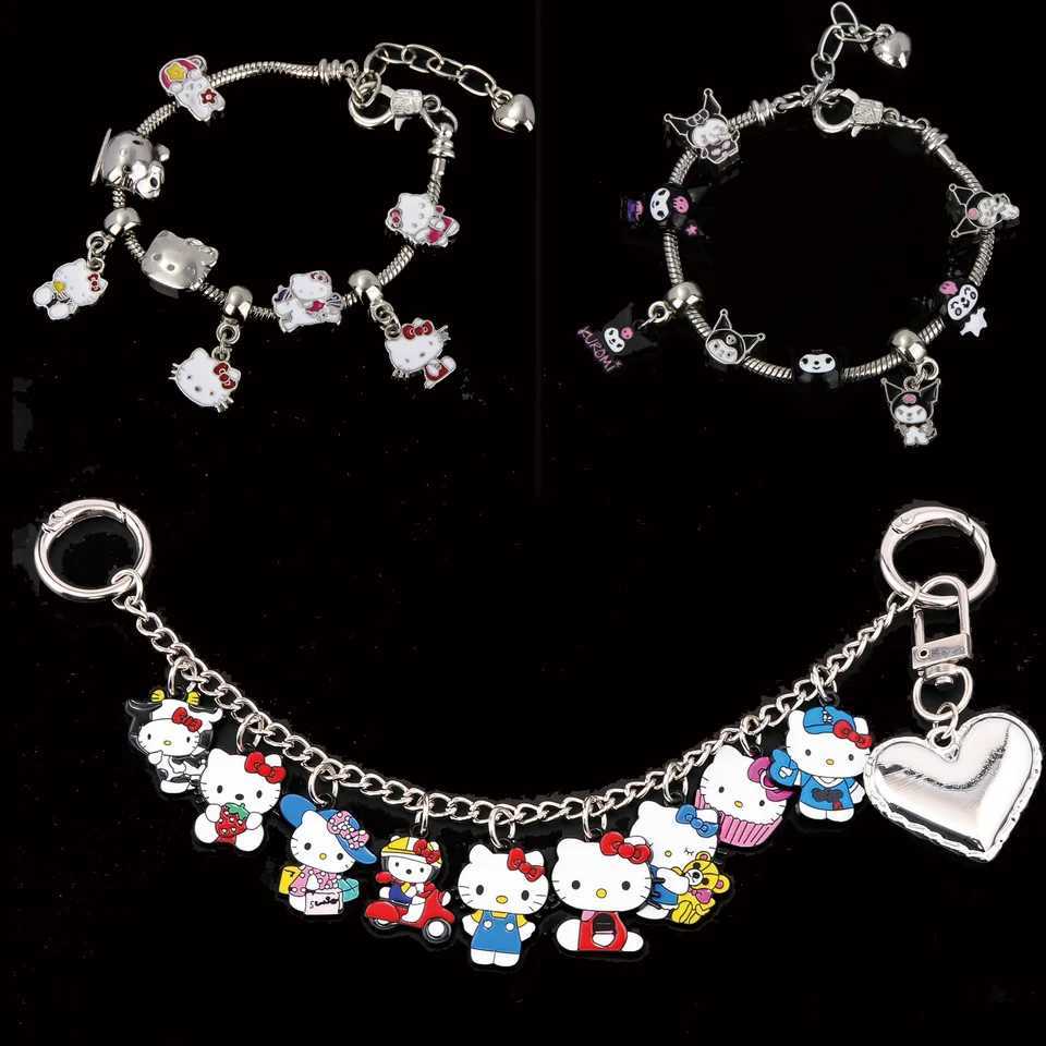 Sanrio Anime Sanrio Hello Kitty Bracelet Kuromi Melody Kawaii Pink Girl Lolita Gothic Style Pendant Accessories Womens Jewelry Gift w250716