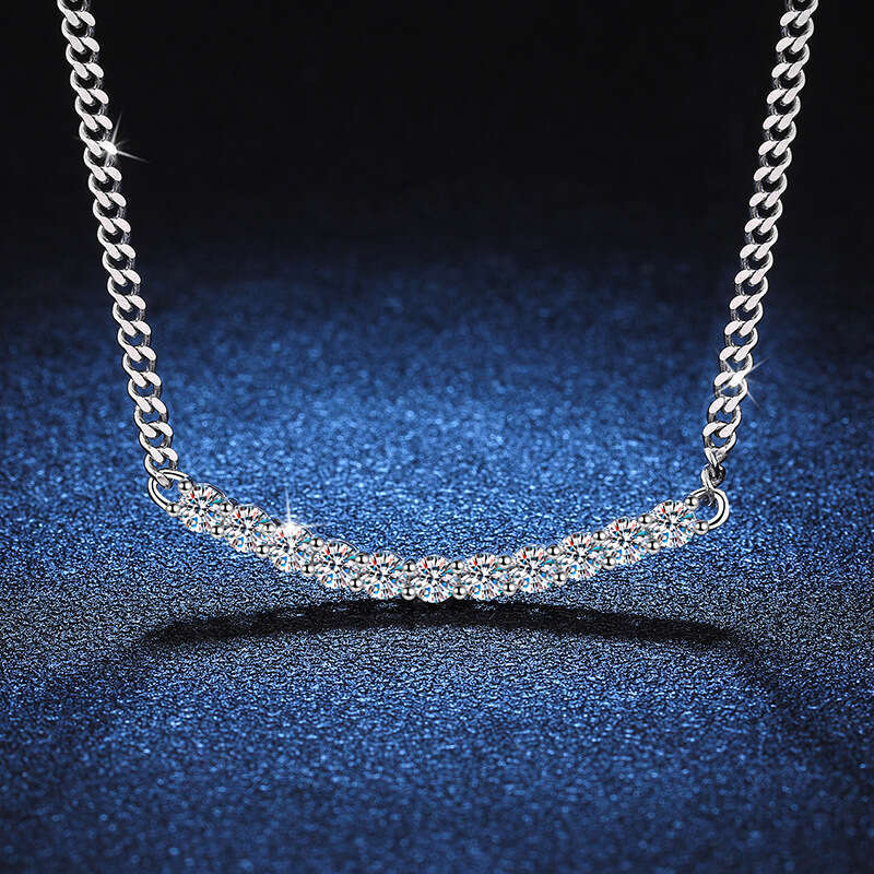S925 Pure S925ier Korean S925tyle Cuban for Women D Color 2.2 caratS925 S925ingle Dia 20 PointS925 MoiS925S925anite Necklace 3fb