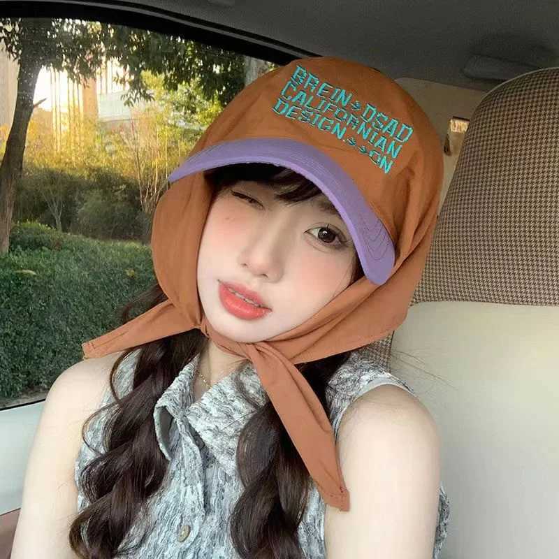 Korean Niche Letter Color Blocking Outdoor Quicking-dry Wens scarf Baseball Cap Duck Tongue Cap Summer Beach Sunshade Cap X250704