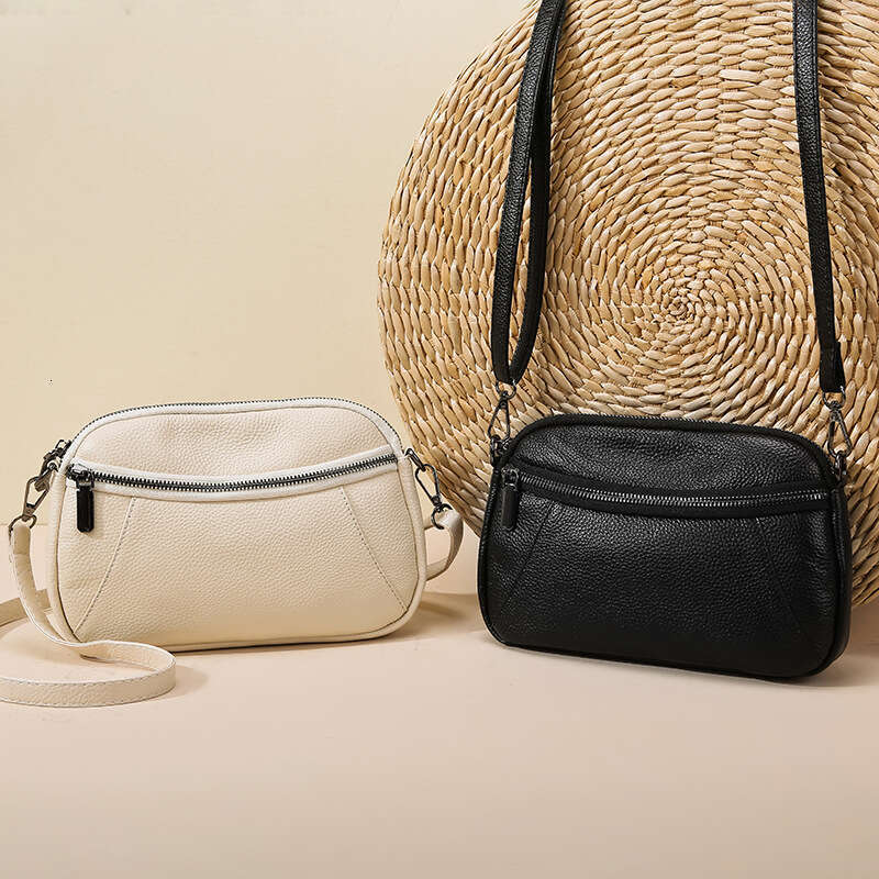 2025 New Trendy Versatile Soft Leather Crossbody for Women Mini Double Zipper Single Shoulder Small Bag