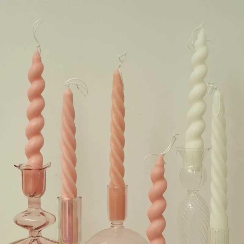 2pcs Spiral Candles Scented Candle Decorative Candles Taper Candles Home Decor Wedding Decoration Centerpieces Candlestick Gift W250704