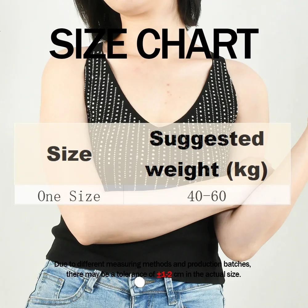 Summer Vest Tops For Woman Shinny Rhinestone Strappy V Neck Sleeveless T shirts Women Tank Crop Camisole Clothes Female Tee 250704