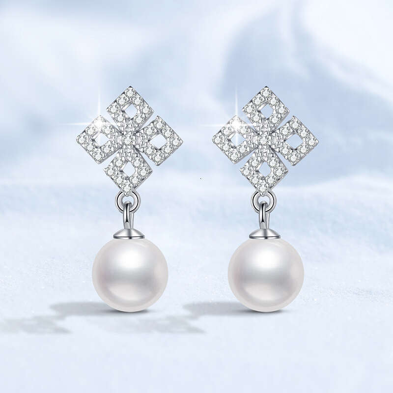 Full Dia MoiS925S925anite S925 Pure S925ier Natural FreS925hwater Pearl High-end EarringS925 for Women 14b