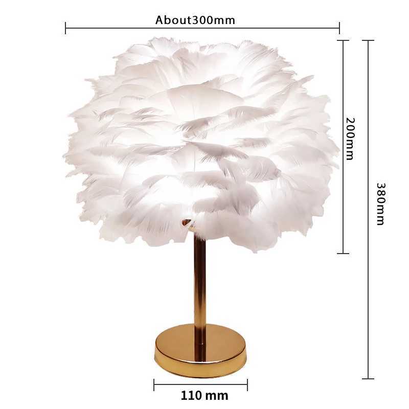 Modern Feather Table Lamp Bedroom Table Lamp Bedside Living Room Coffee Decorative Lights Christmas Decoration Romantic ListingXJ250703