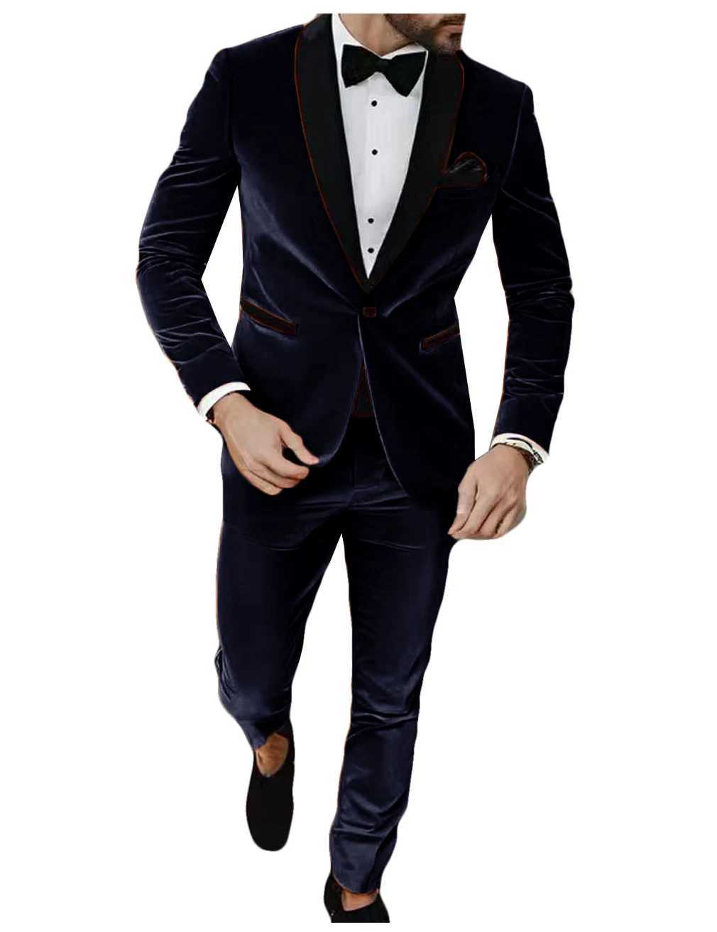 NEW Suit Korean Velvet Suits for Men 2 Pieces Blazer Pants Set Notched Lapel Mens Suit for Wedding Autumn Winter Prom Party X250704