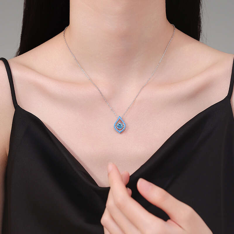 S925 Pure S925ier Dynamic Klein Korean VerS925ion Pendant D Color 1 caratS925 MoiS925S925anite Necklace for Women f12
