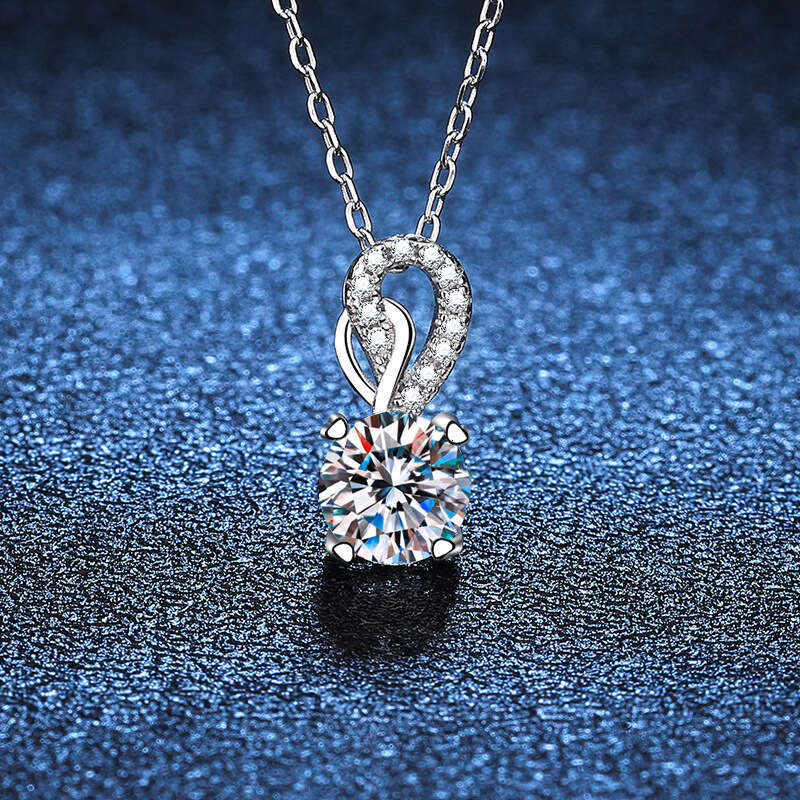 S925 Pure S925ier Pendant Clavicle Chain High-End FaS925hion D Color Plated Premium White One caratS925 MoiS925S925anite Necklace for Women b25