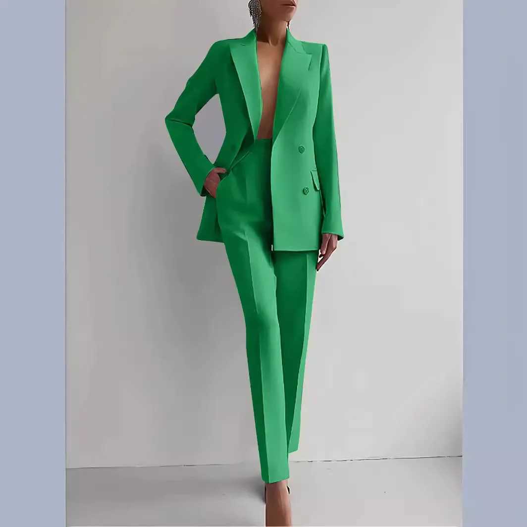 office blazer pants two piece set womne fashion buton suit coats two piece sets autumn winter fashion casual solid pant sets X250704