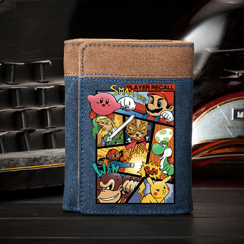 Free Shipping 2025 New Designer Bag Super Mario Wallet Wallet For Men And Women Coin Purse Integrated Two-in-one 87% Off Denim College Student Durable
