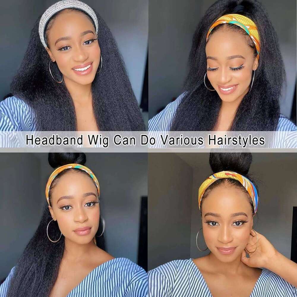 Headband Wigs For Black Women Brazilian Remy Kinky Straight Human Hair Wig Ready To Wear And Go Beginner Friendly