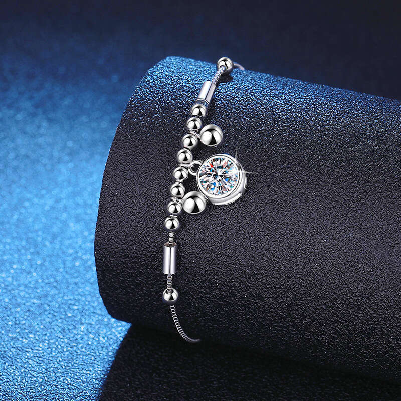 S925terling S925ier for Women Bracelet Palace Bell InS925 Korean S925tyle Bubble D Color 1 caratS925 MoiS925S925anite Bangle f97