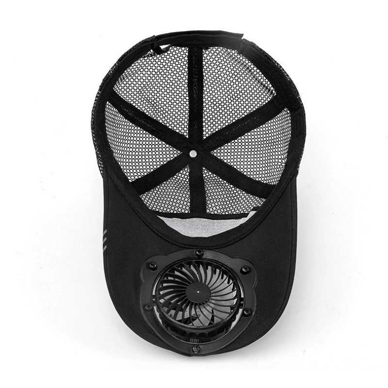 Solar powered charge fan baseball cap men summer outdoor sun shading breathable duck tongue mesh cap wen gorras para hbres X250704