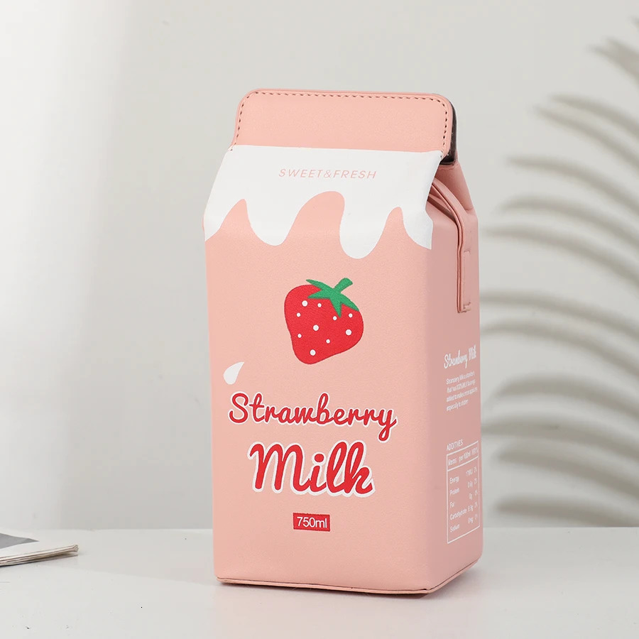 Fashion cartoon milk carton shape ladies shoulder bag cartoon mobile phone bag. 250628