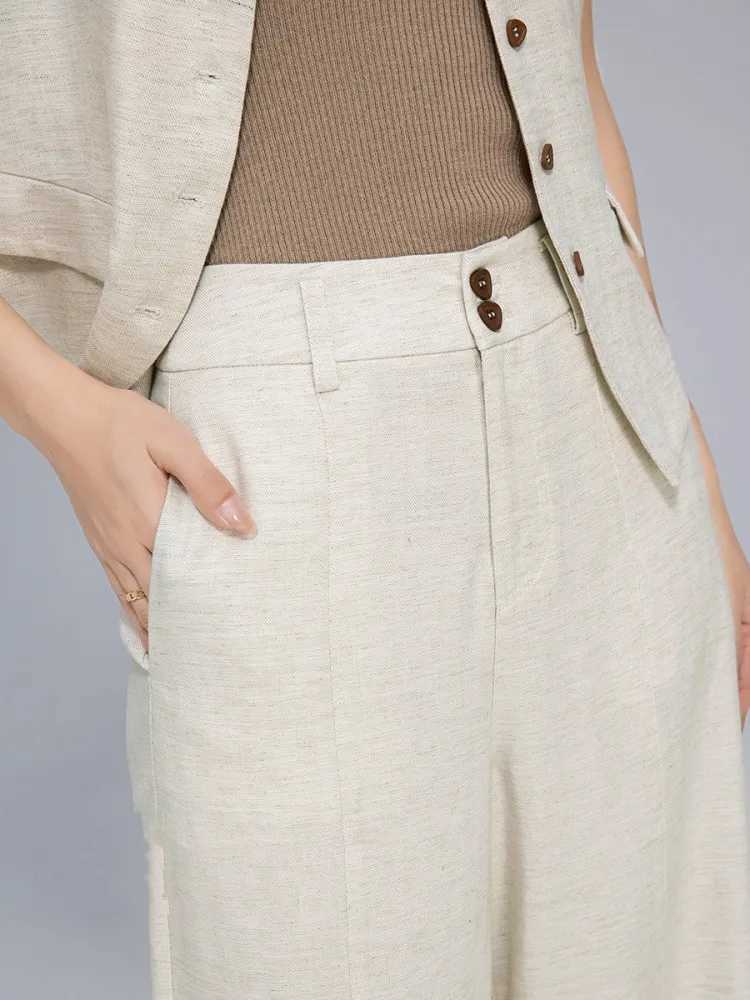 Summer Office Women Single Breasted Slveless Vest High Waist Wide Leg Pants Two Piece Set Casual Harajuku Matching Set Outfit X250704