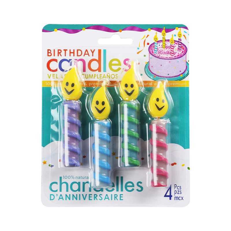 4pcs/pack Stars Smile Face Birthday Cake Cupcake Candles Cute Bear Art Decoration Wedding Party Supplies Cake Toppers W250704