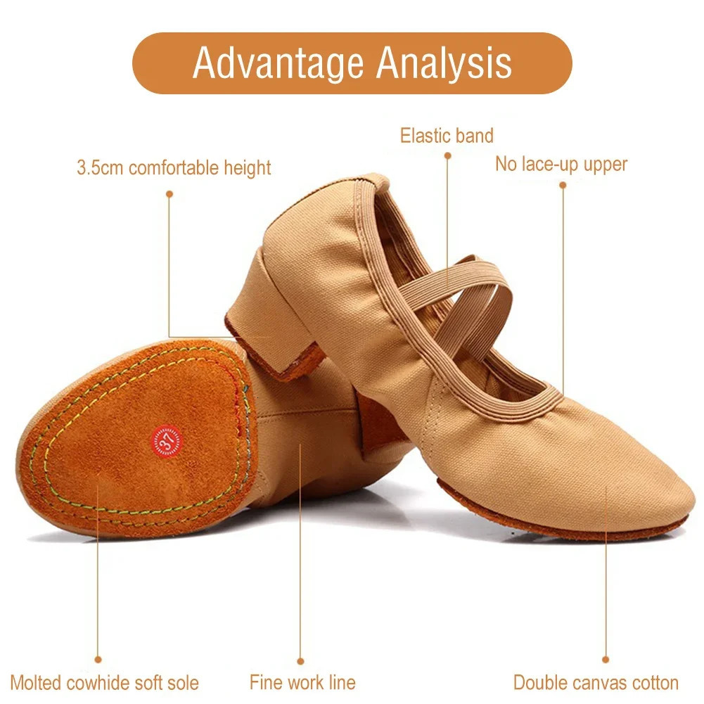 Adult Jazz Ballroom Canvas Dance Shoes Women Teacher Soft Sole Latin Modern Dance National Shoes Standard Practice 250628