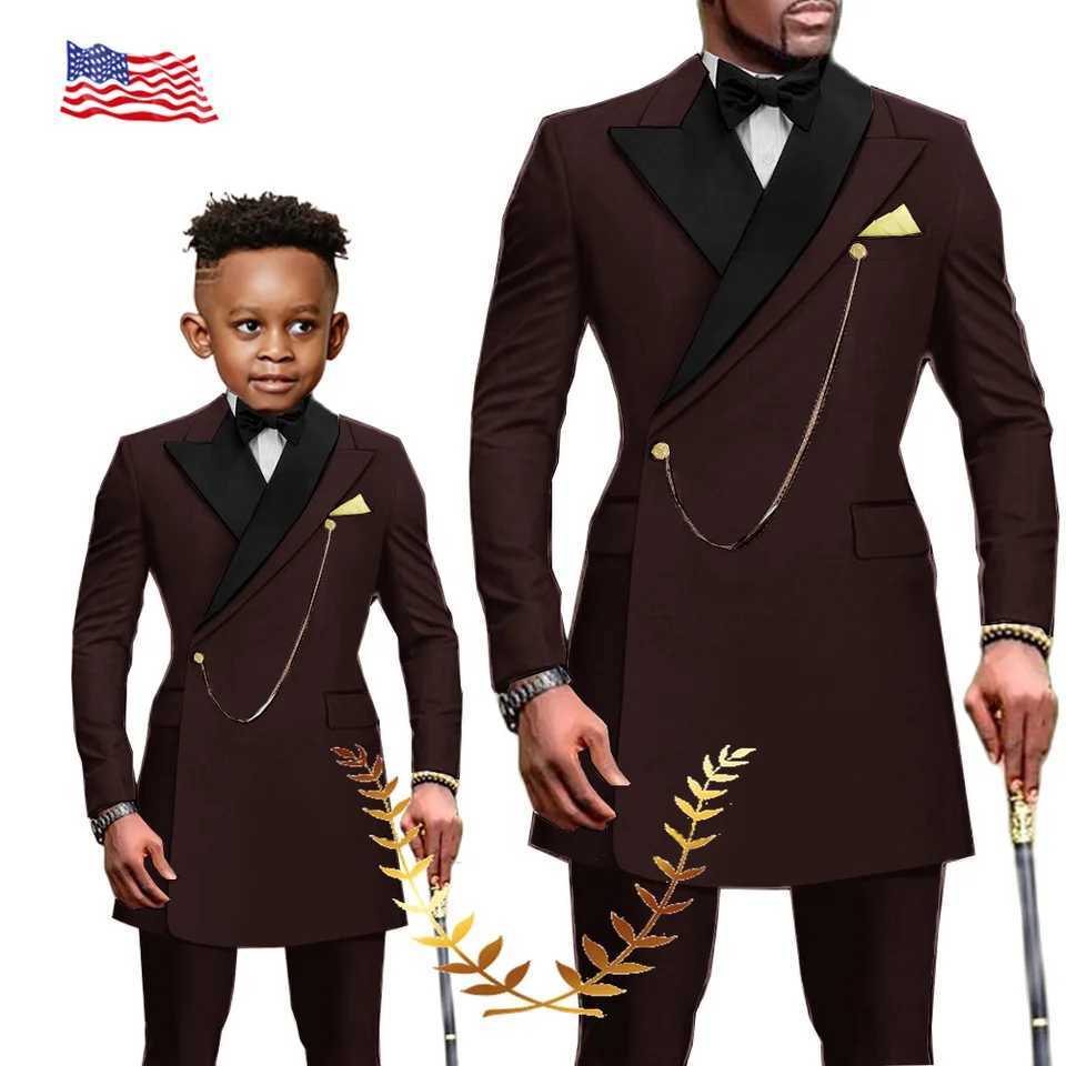 African Style Mens Suit 2 Piece Patch Collar Blazer Wedding Tuxedo Formal Father Child Party Clothes Customized Color X250704