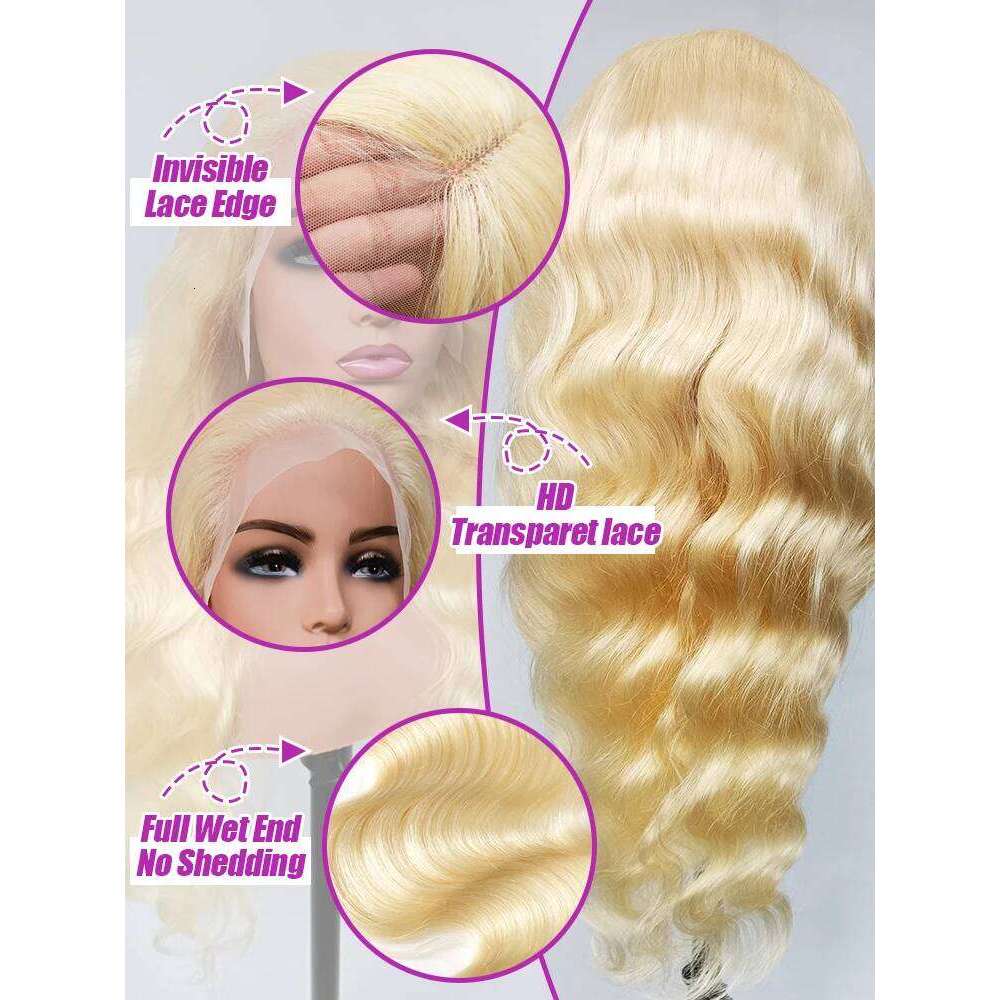 30 42 Inch Front Honey Blonde 613 Hd Lace Frontal Wig 13x6 13x4 Body Wave Human Hair Wigs For Women 250%