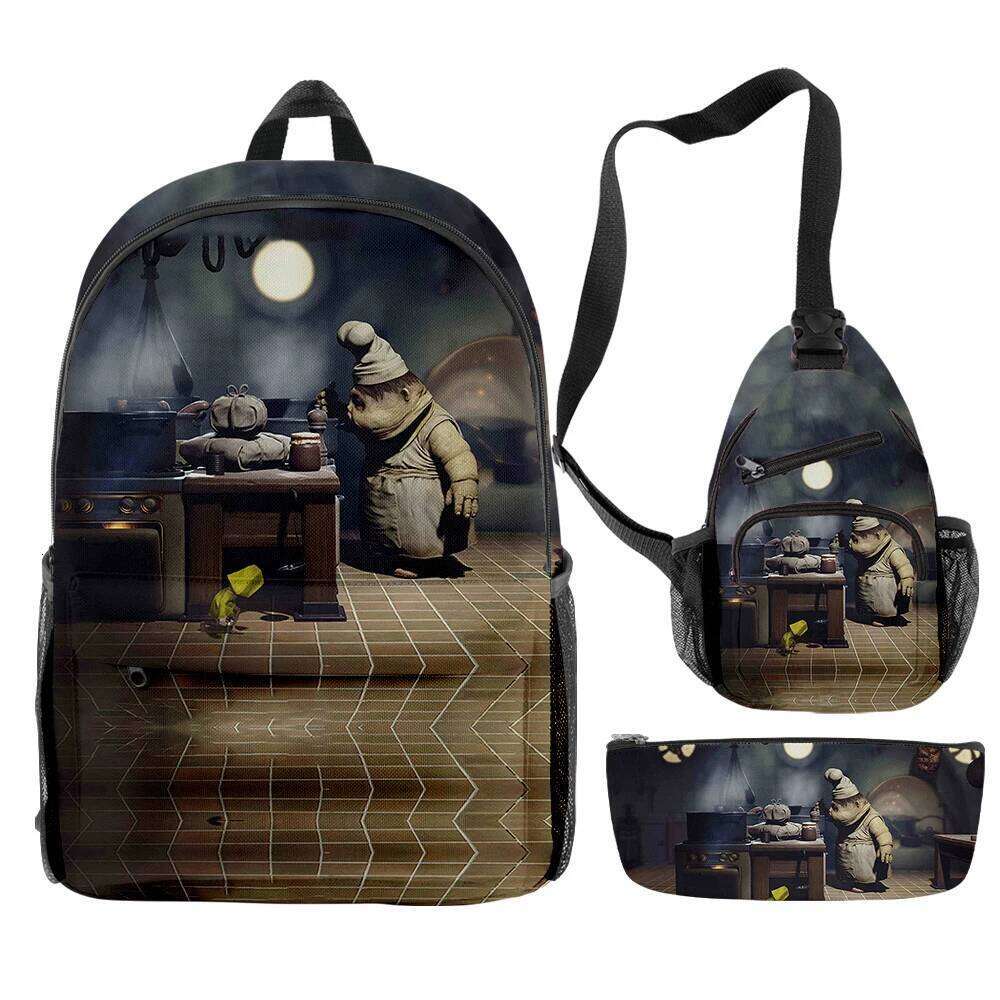 Fashion Novelty Cool Little Nightmares 2 3D Print 3pcs/Set pupil School Bags Travel Laptop Backpack Chest Bag Pencil Case