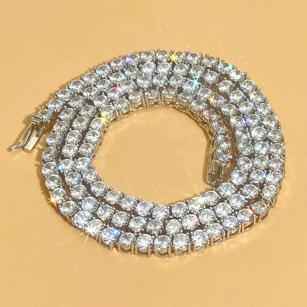 Hip Hop Classic Jewelry Rose Gold Plated Vvs Iced Out VVS Moissanite Diamond 925 Sterling Silver Tennis Chain Necklace