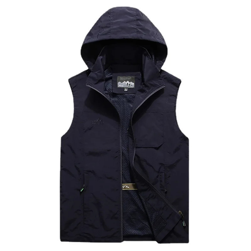 FGKKS Outdoor Casual Vest For Men Large Pocket Hooded Fashion Coat High Quality n Streetwear Men 250704
