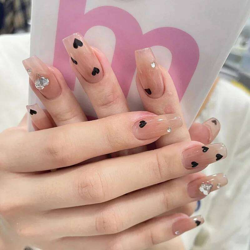 24pcs Wearable Pink Press On Fake Tips Gel Design Butterfly Lovely Girl False Nails With Wearing Tools X250704