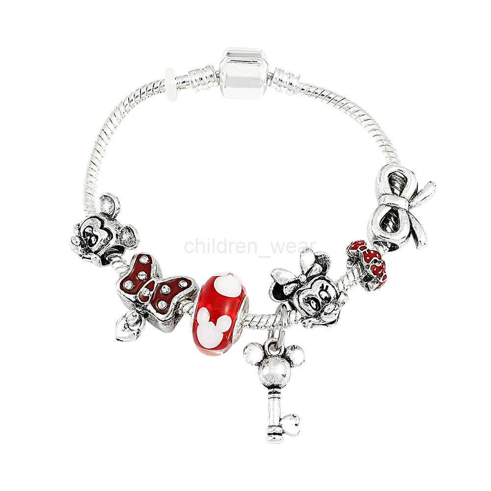 Disney Marvel Movie Peripheral Jewelry Winnie the Pooh Bear The Little Mermaid Moana Stitch Charm Bracelets for Women Girl Gift W20250704