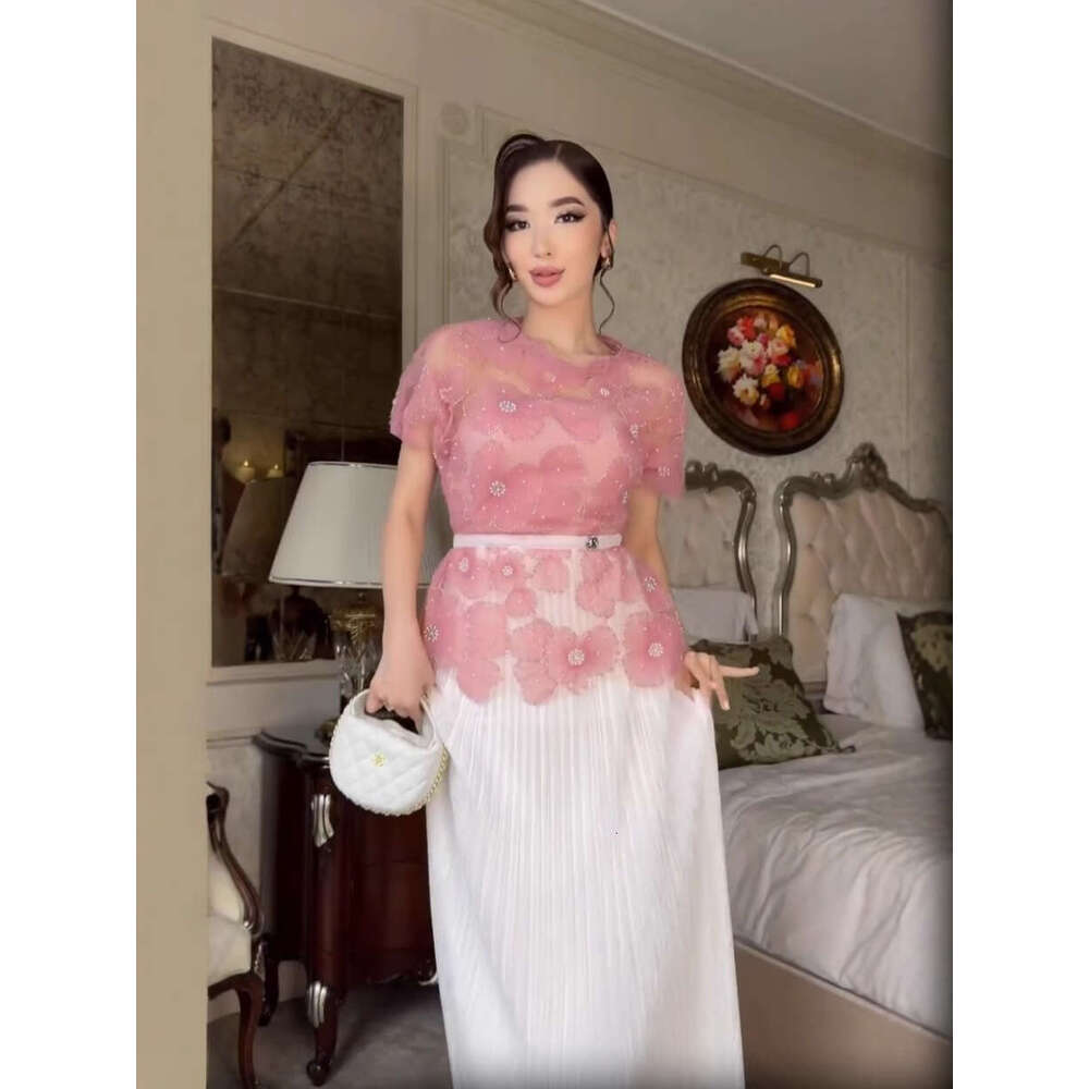 White Skirt Maxi Skirt Spring New Fashion Casual Cute Lace Floral Strap Dress Long Skirt