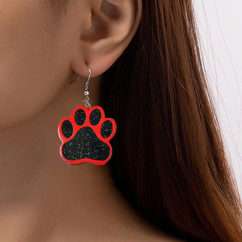 Cute Cat Paw Pendant Cartoon Pet Footprint Women's Jewelry Gift Hot Selling Earrings