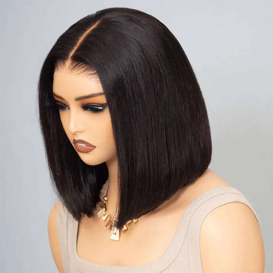 Wear And Short Bob Straight Lace Front Human Hair Wigs Ready To Go Glueless Wig For Black Women