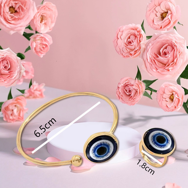 1 Devil's Eye Bracelet and Ring Set Beautiful Exquisite Temu Classic Style