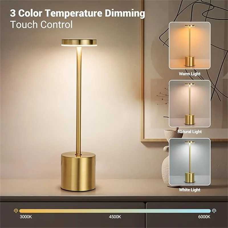Classic Table Lamp USB Rechargeable Night Light Stepless Dimming Touch Desk Lamp 3 Colors Bedside Lamp Hotel Bar DecorationXJ250703