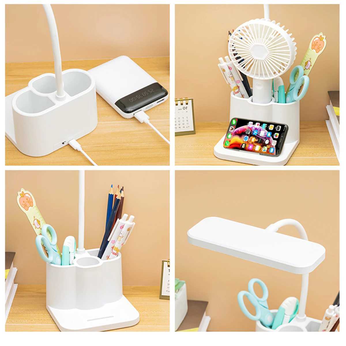 USB LED Table Lamp 3 Colors Eye Protection College Student Book Reading Lamp Night Light For Bedroom Bedside Learning Dormitory XJ250703