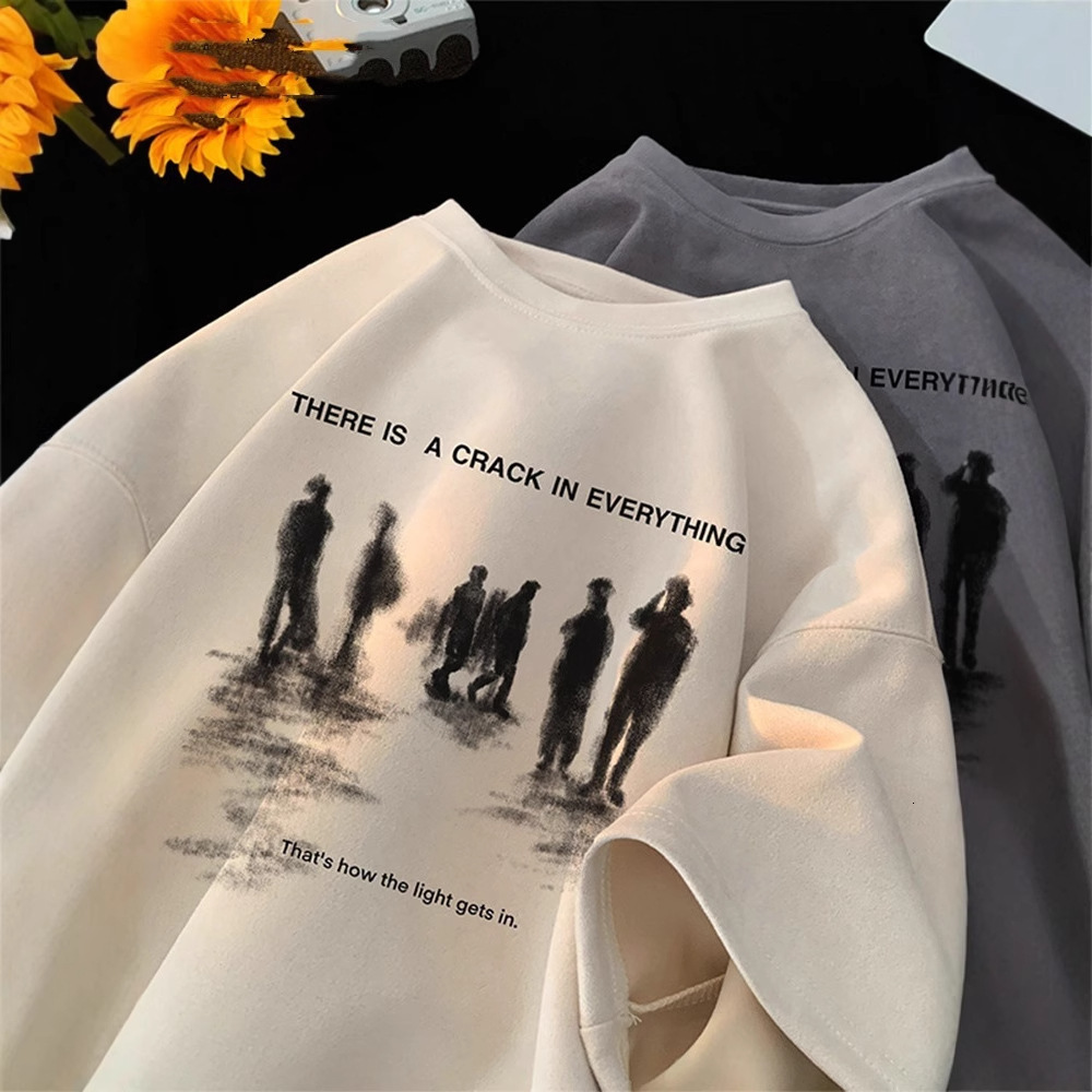 American High Street Printed Round Neck Short Sleeve T-shirt Designer Short Sleeves For Men 2025 Summer Thin High-end Trendy Brand Cool Couple Tee