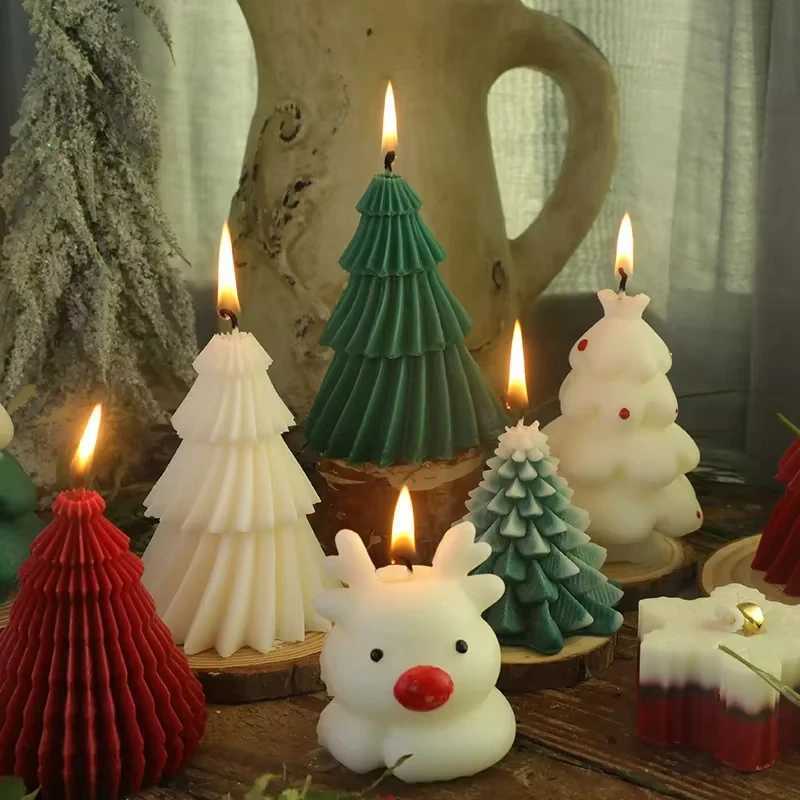 3D Scented Candles Mold Christmas Tree Silicone Candle Geometric Pine Silicone Candle DIY Aromatherapy Candle Soap Making Tools Craft W250704